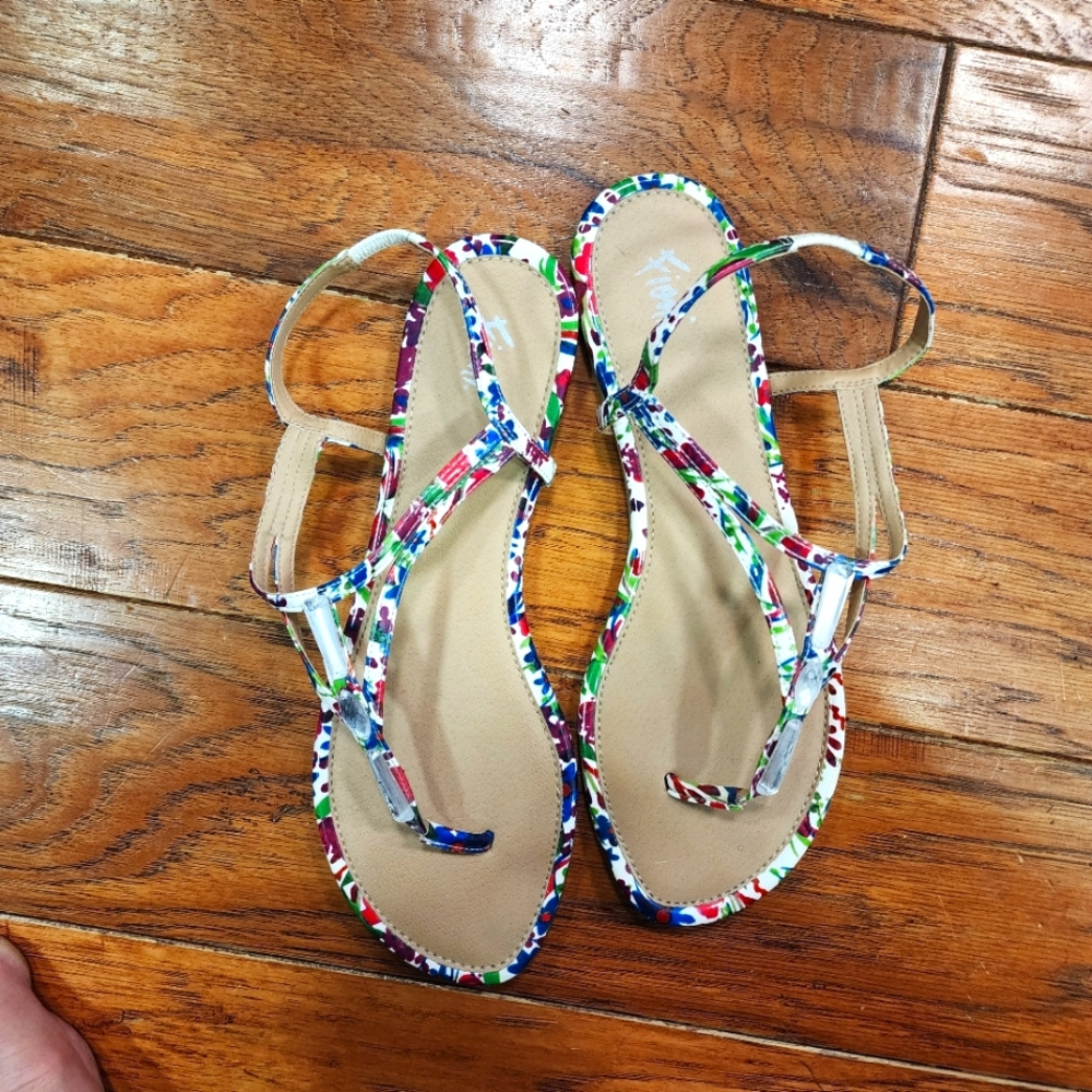 Fioni Strappy Sandals Floral Pattern Size 10 - Picture 6 of 8
